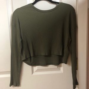Olive long sleeve crop top